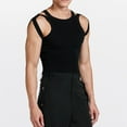 thumbnail image 1 of BADHUB Men's Trendy Tank Tops with Unique Straps Cold Shoulder Hollow Out Knitting Cotton Sleeveless Shirts Black XXL, 1 of 4