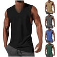 thumbnail image 1 of BADHUB Men's V Neck Sports Fitness Tank Tops Sleeveless Muscle Gym Tee Bodybuilding Training Stretch Vest Summer Savings Clearance Khaki M, 1 of 7