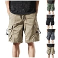 thumbnail image 1 of BADHUB Mens Big & Tall Cargo Shorts Elastic Waist Drawstring Hiking Shorts Knee Lenght Athletic Outdoor Cotton Khaki Shorts Army Green XXL, 1 of 5