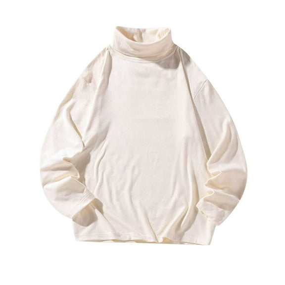 BADHUB Mens Big and Tall T-Shirts Casual Half Turtleneck Thermal Stretchy Pullover Basic Lightweight Undershirt Sweater Tops Beige M