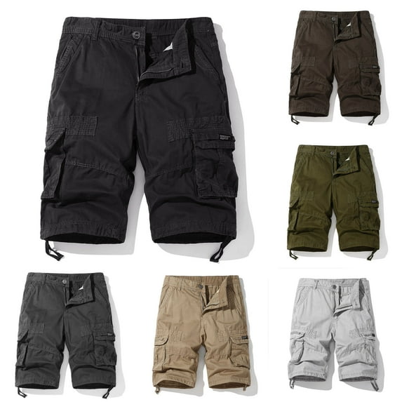 BADHUB Mens Cargo Shorts with Multi Pockets Button Zipper Hiking Outdoor Shorts Casual Lightweight Summer Workout Shorts Black M