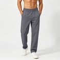 thumbnail image 1 of BADHUB Mens Chino Pants Straight Fit Drawstring Pant Lightweight Flat Front Loose Fit Trousers with Pockets Gray M, 1 of 7