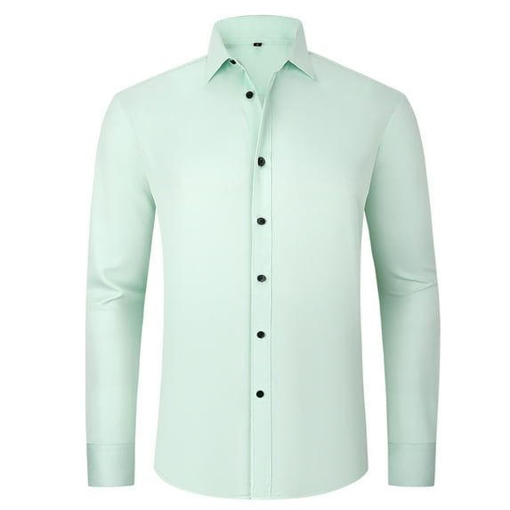 BADHUB Mens Dress Shirts Four-Way Stretch Long Sleeve Slim Fit Formal Shirt Business Casual Wedding Dating Button Down Shirt Green XL