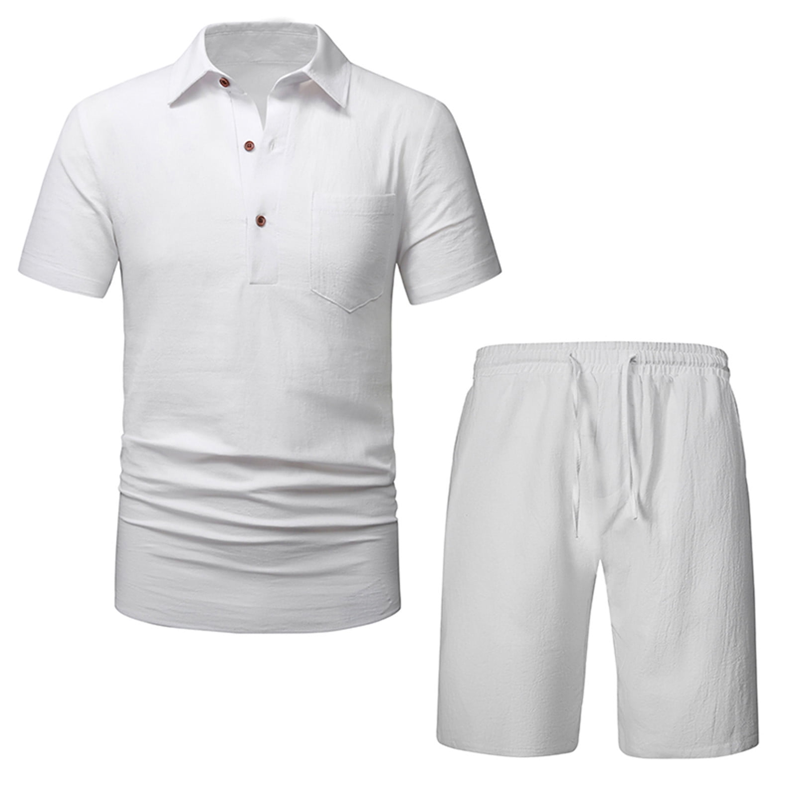 SOYOLIY Men's 2-Piece Linen Set – Long Sleeve Shirt & Drawstring Pants, Casual Beach & Loungewear