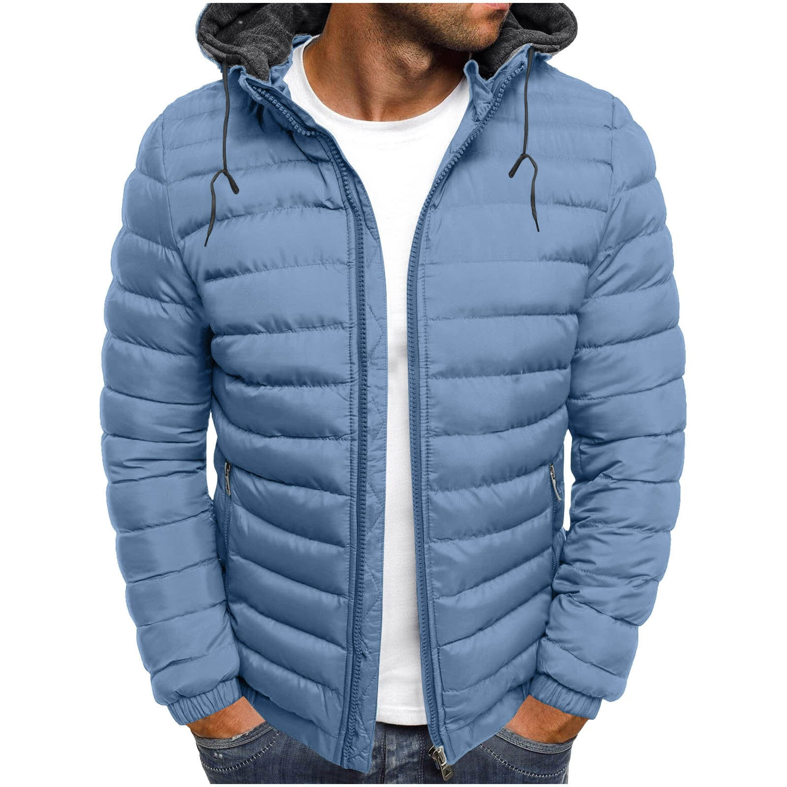 BADHUB Mens Packable Puffer Jacket Lightweight Hooded Insulated Winter ...