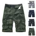 thumbnail image 1 of BADHUB Mens Plaid Cargo Shorts Big and Tall with Multi-Pocket Cotton Shorts Zipper Button Dressy Hiking Shorts Clearance Black XXXXL, 1 of 5