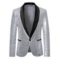 thumbnail image 1 of BADHUB Mens Sequin Blazer Sparkle Suit Prom Jacket Party Shiny Tuxedo Banquet Celebration Fashion Sport Coat Silver XXL, 1 of 5