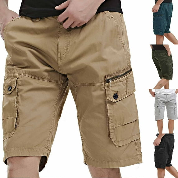BADHUB Multi Pocket Cargo Shorts for Men Classic Button Zipper Work Shorts Ripstop Waterproof Hiking Outdoor Shorts Clearance Black 38