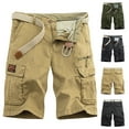 thumbnail image 1 of BADHUB Multi-Pocket Cargo Shorts for Young Men Classic Button Zipper Shorts Casual Solid Color Ripstop Hiking Work Shorts Khaki XL, 1 of 5