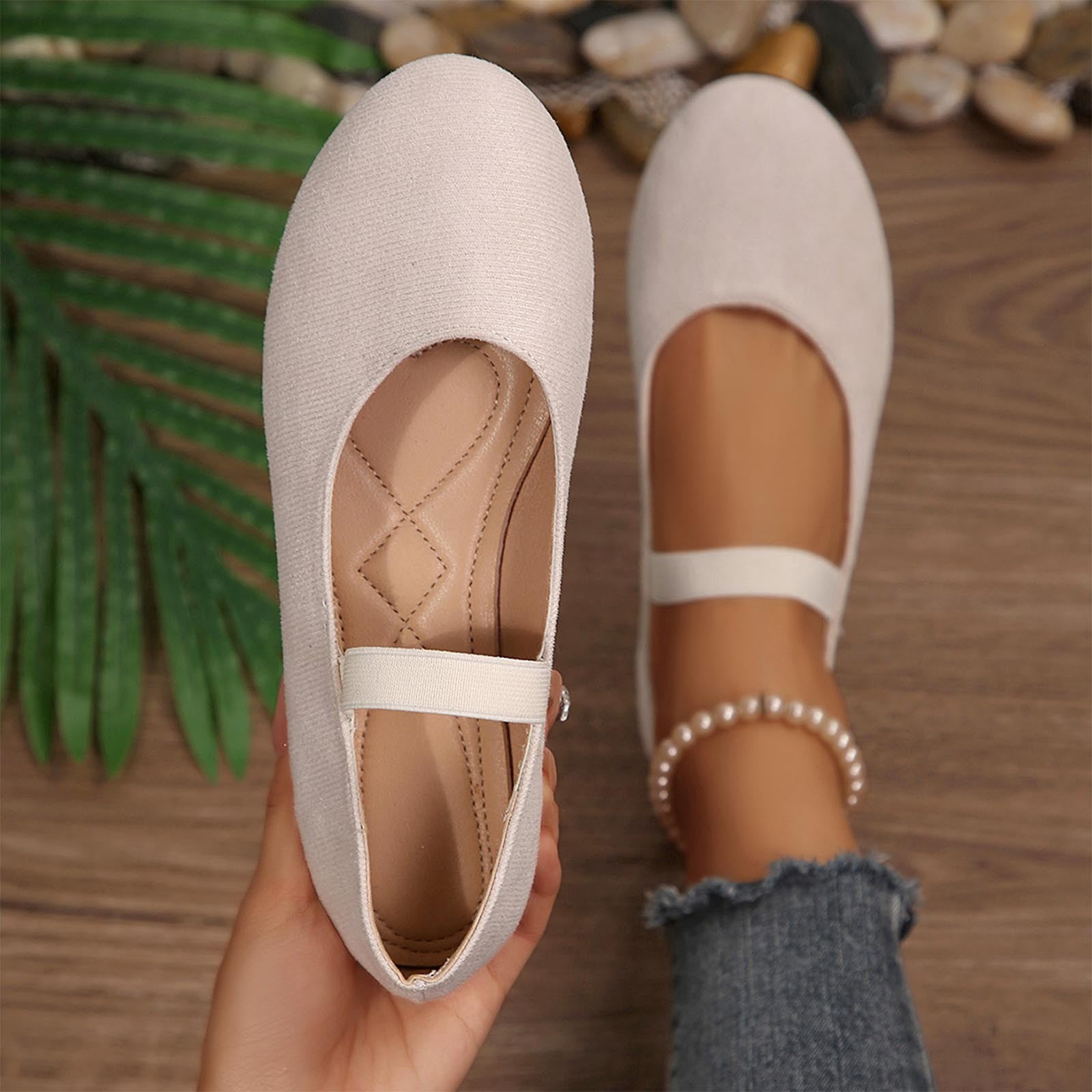 BADHUB Orthopedic Suede Ballet Mary Jane Flats for Women Wide Toe Flats ...