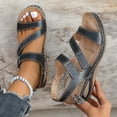 thumbnail image 1 of BADHUB Orthopedic Wedge Sandals for Women Dressy Summer Comfortable Walking with Arch Support Slip On Open Toe Dress Shoes Black 40, 1 of 7