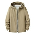 thumbnail image 1 of BADHUB Rain Jacket for Men Big and Tall Lightweight Waterproof Windbreaker Softshell Raincoat with Hood for Hiking Travel Outdoor Khaki M, 1 of 8