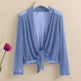 thumbnail image 1 of BADHUB Sheer Bolero Shrug for Women Long Sleeve Lightweight Casual Summer Fall Vacation Draped Cardigan Shawl Blue 3XL, 1 of 8