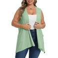 thumbnail image 1 of BADHUB Sleeveless Cardigans for Women Plus Size Summer Long Vest Lightweight Open Front Shrug Boleros with Pockets Mint Green 3XL, 1 of 7