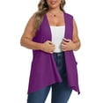 thumbnail image 1 of BADHUB Sleeveless Cardigans for Women Plus Size Summer Long Vest Lightweight Open Front Shrug Boleros with Pockets Purple 3XL, 1 of 7