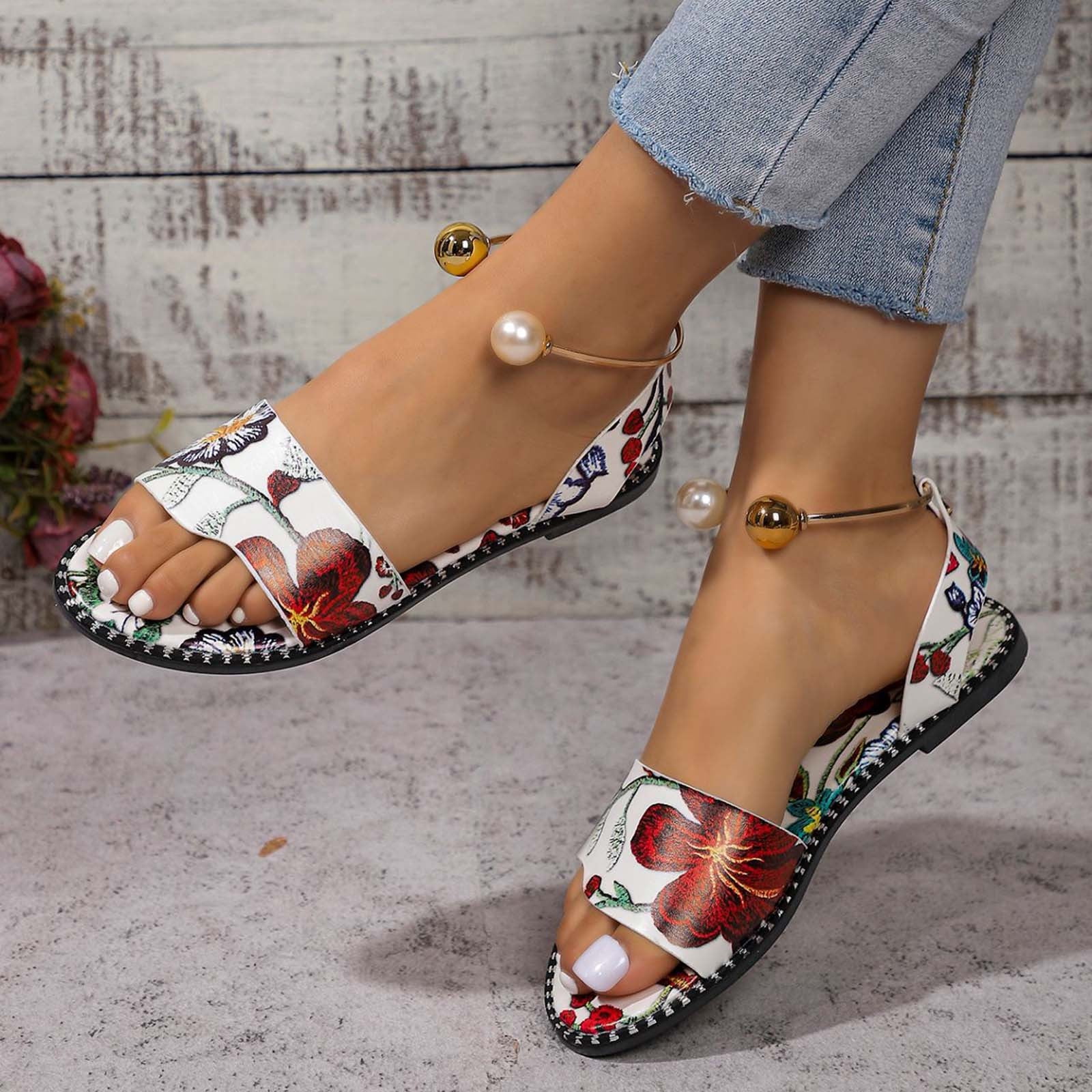 GORGLITTER Women's Strappy Flat Sandals - Square Open Toe, Slip-On Slides, PU Material, Dressy Comfort For Outdoor & Casual