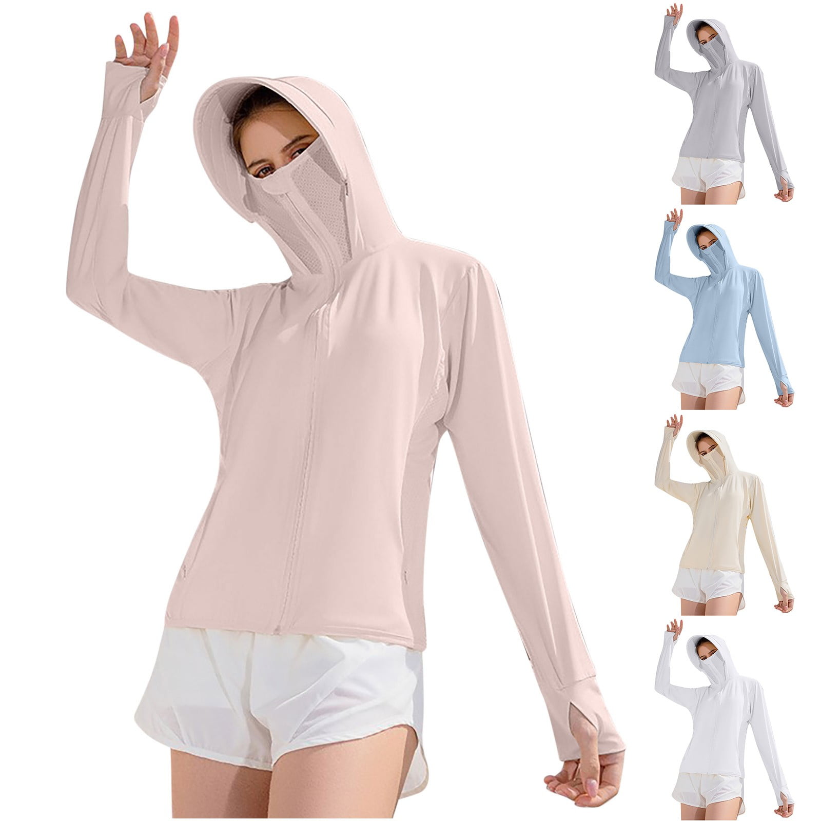 Women's Sports Jacket Full Zip Workout Running Jacket Slim Fit Long Sleeve Yoga Track Jacket With Thumb Holes