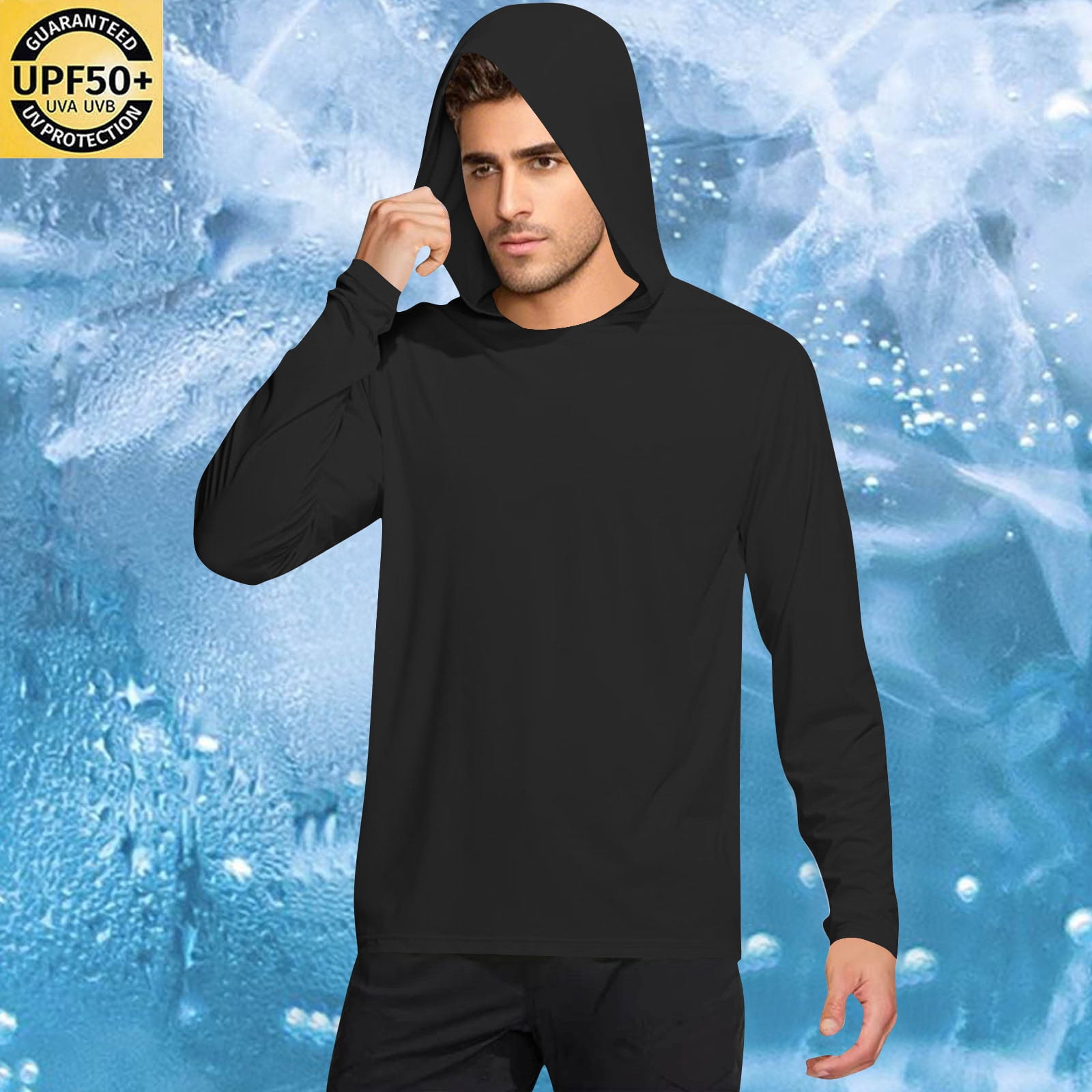 Men's UPF 50+ Long Sleeve Fishing Shirt Hoodie – UV Sun Protection Rash Guard For Hiking, Swimming, Running 3 thumbnail image