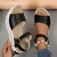 thumbnail image 1 of BADHUB Thick Soled Wedge Heeled Sandals for Women Orthopedic Arch Support Strap Adjustable Buckle Non-Slip Soft Cushion Comfortable Walking Dressy Shoes Black 39, 1 of 5