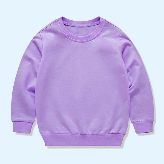 BADHUB Toddler Boys Girls Basic Solid Sweatshirt Casual Cotton Thin Long Sleeve Infant Crewneck Sport Pullover Top Purple 2 Years