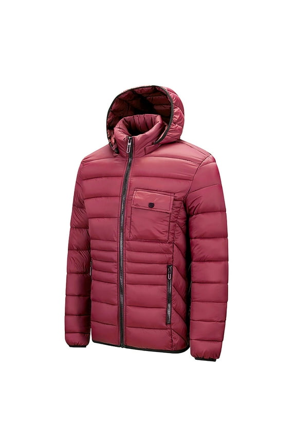 Winter Clearance Mens Lightweight Packable Puffer Jacket Hooded Insulated Winter Puffy Down Jacket Solid Color Big & Tall Outdoor Coat with Zipper Pocket M-5XL