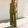 thumbnail image 1 of BADHUB Women 2 Piece Matching Lounge Sets Split Backless Tank Tops Wide Leg Pants Summer Outfits Tracksuit Army Green XL, 1 of 7