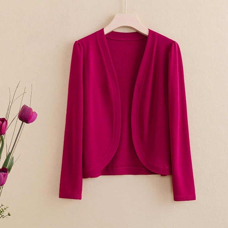 BADHUB Women 3/4 Sleeves Bolero Shrugs Plus Size Open Front