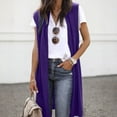 thumbnail image 1 of BADHUB Women Casual Sleeveless Cardigan Open Front Tunic Vest Long Shawl Tops Coat Purple M, 1 of 6