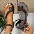 thumbnail image 1 of BADHUB Women Classic Flat Sandals Summer Comfortable Wrap Ankle Strap Beach Flats with Orthopedic Toe Ring Boho Sandal 2025 Brown 41, 1 of 8