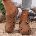 thumbnail image 1 of BADHUB Women Closed Toe Mule Sandals Thong Summer Shoes Comfortable Breathable Sandals Slip on Casual Shoes Boho Wedge Slippers Brown 41, 1 of 6