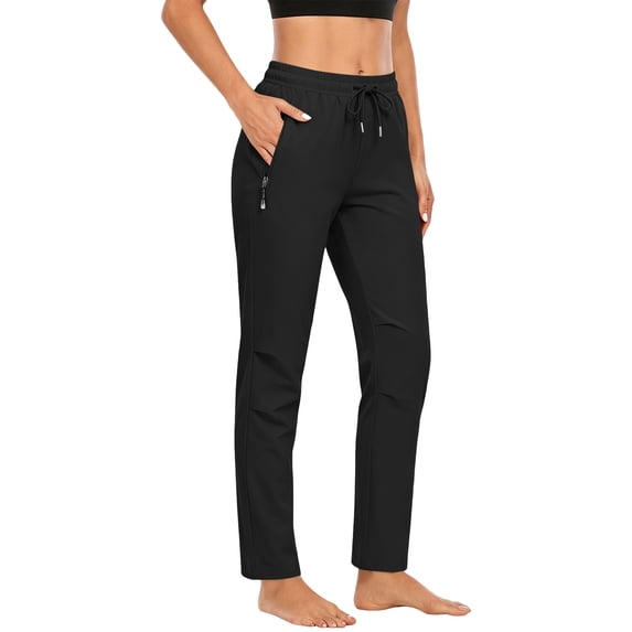 BADHUB Women Hiking Pants Quick Dry Cargo Pants Lightweight Waterproof Travel Golf Outdoor with Pockets Black L