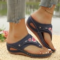 thumbnail image 1 of BADHUB Women Orthopedic Sandals Dressy Low Wedge Flip Flops with Arch Support Open Toe Slip On Thong Slides Sandals Casual Beach Shoes Blue 42, 1 of 6