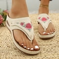thumbnail image 1 of BADHUB Women Orthopedic Sandals Dressy Low Wedge Flip Flops with Arch Support Open Toe Slip On Thong Slides Sandals Casual Beach Shoes White 41, 1 of 5