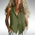 thumbnail image 1 of BADHUB Women Tank Tops Sleeveles Button Down Sleeveless Tanks Vest Blouse T Shirt Tunic Tops Solid Color Clothes Army Green 2XL, 1 of 6