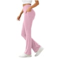 thumbnail image 1 of BADHUB Women Yoga Pants with Pockets Bell Bottom High Waist Tummy Control Pant Workout Sport Solid Pant Pink XL, 1 of 6