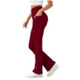 thumbnail image 1 of BADHUB Women Yoga Pants with Pockets Bell Bottom High Waist Tummy Control Pant Workout Sport Solid Pant Wine XS, 1 of 6