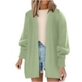 thumbnail image 1 of BADHUB Women's 2025 Open Front Chunky Cardigans Lantern Long Sleeve Oversized Knit Outwear with Pocket Green L, 1 of 6