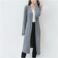 thumbnail image 1 of BADHUB Women's Fall Trendy Long Cardigans Sweater Lightweight Open Front Long Sleeve Maxi Duster Coats with Pockets Dark Gray L, 1 of 7