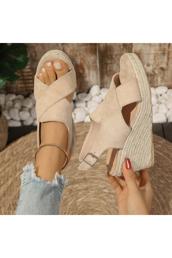 Women's Open Toe Flat Platform Sandals Open Toe Ankle Strap Cross Criss Orthopedic Comfortable Casual Slide Slip on Wedge Shoes Khaki 36