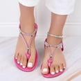 thumbnail image 1 of BADHUB Women's Rhinestone Sandals Dressy T Strap Sparkly Wedding Flat Sandal Ankle Strap Summer Fashion Flat Flip Flops Hot Pink 38, 1 of 9