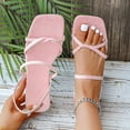 thumbnail image 1 of BADHUB Women's Strappy Sandals Square Toe Dressy Summer Cute Vacation Ankle Strap Slip on Walking Sandal Shoes Pink 39, 1 of 6