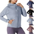 thumbnail image 1 of BADHUB Women's Yoga Sun-Protective Jacket Cropped Running Workout Full Zip Slim Fit Athletic Hooded Tops with Pockets Sky Blue XXL, 1 of 4
