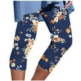 thumbnail image 1 of BADHUB Womens Capri Leggings Floral High Waisted Elastic Mid-Calf Length Crop Pants Plus Size Stretch Yoga Workout Pants Biker Bottoms, 1 of 5