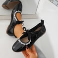 thumbnail image 1 of BADHUB Womens Dress Loafers Shoes Bowknot Mary Jane Ballet Flats Cute Slip on Dressy Shoes for Wedding Party Black 42, 1 of 6