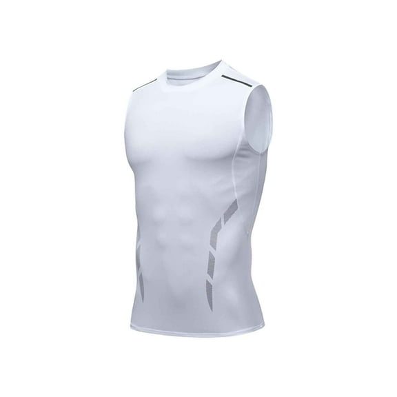 BADHUB Workout Tank Tops for Men Muscle Quick Dry Sleeveless Bodybuilding Running Training Shirts White XL