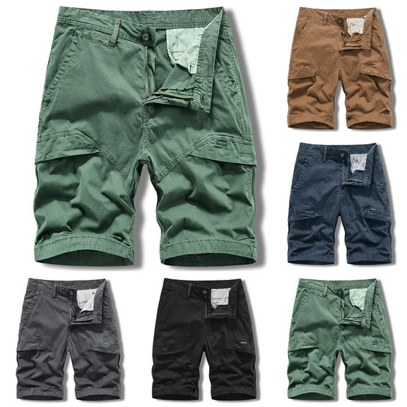 BADHUB Young Men's Cargo Shorts Button Work Shorts Stretch Ripstop Outdoor Hiking Shorts Clearance Blue M