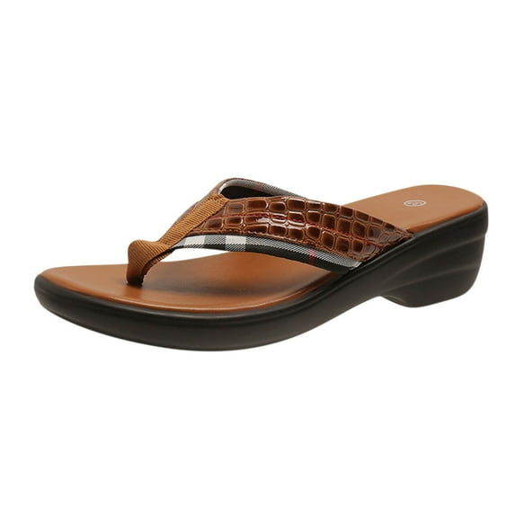 BADHUD Orthopedic Sandals for Women, Women Walking Slippers with Arch Support Anti-Slip Breathable Sandal Vintage Slip On Flip Flops Sandals Women Dressy Summer Flat