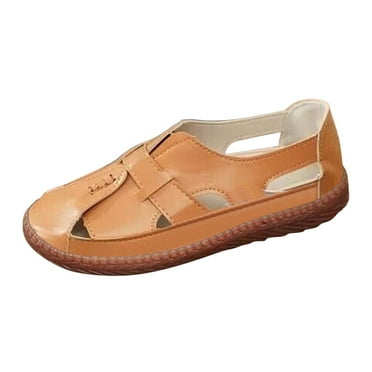 BADHUD Women's Classic Leather Loafer Comfort Slip-On Soft Flats Fashion Casual Leather Loafer Sandal Closed Toe Walking Shoes for Daily Working