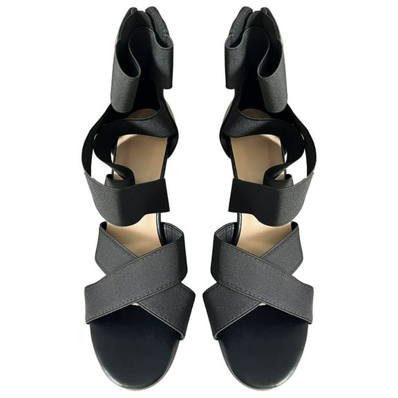 BADHUB Strappy Stilettos for Women Dressy, Open Toe Pump Heel Sandals, Elastic Strap Heeled Sandals, Fashion Open Toe Elastic Sandals for Women, Wedding Dress Heels Shoes