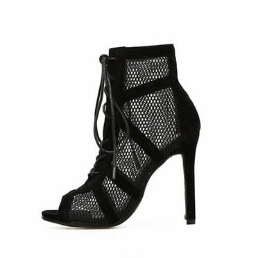 BADHUD Women's Mesh Sandals Booties Peep Toe High Top Sandals Lace Up Summer Boots Buckle Strap Dance Party Sexy Pump Shoes Open toe